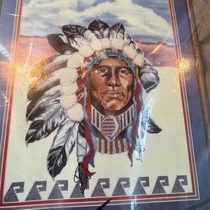 1994 Candamar Designs Cross Stitch Kit 50642 'Indian Chief Picture' New